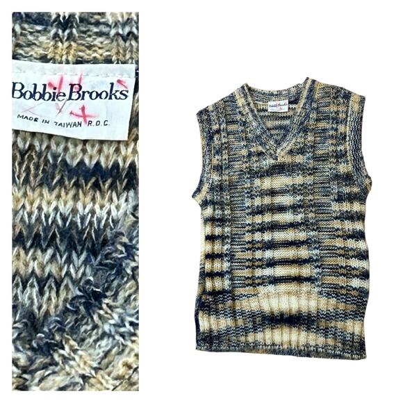 Vintage 1970s Space Dyed Stripe Knit Sweater Vest – Plaid Pattern / Medium - - Picture 1 of 5